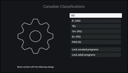 Select the rating(s) that you want to block.