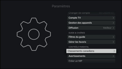 Sélectionnez Classifications canadienes ou Avertissements.