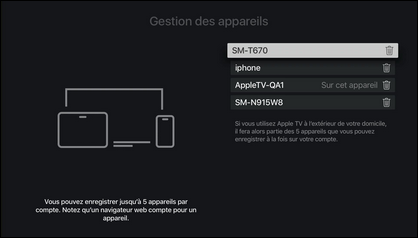 Sélectionnez lʼappareil à supprimer.