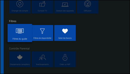 Faites défiler puis sélectionnez Filtres du guide.